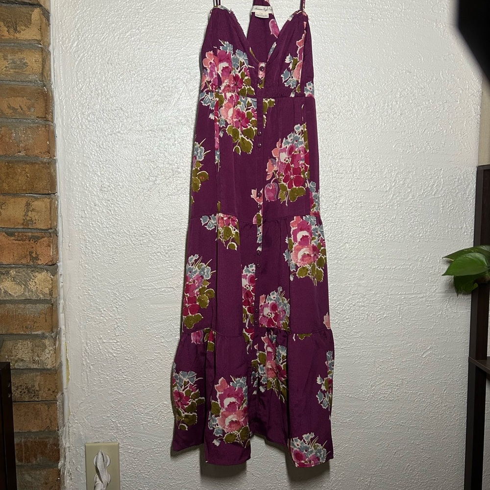 American Eagle Outfitters Purple Floral Midi Dress
